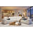 Contemporary White & Khaki Leather L-Shaped Sectional Sofa-1033653402