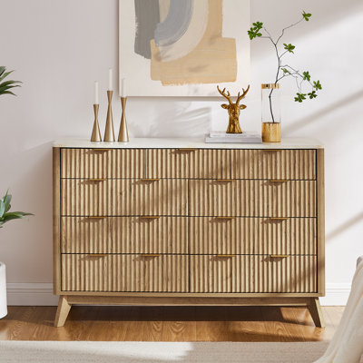 9-Drawer Dresser with Faux Marble Top, Storage Organizer for Bedroom and TV Stand for Living Room