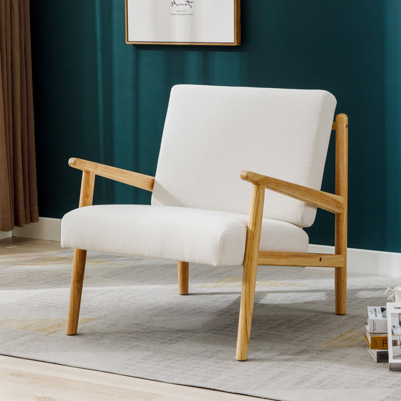 Banan Boucle Upholstered Armchair, White 
