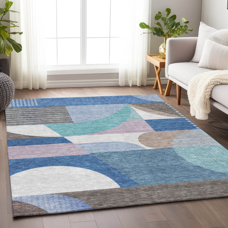 Machine Washable Indoor/Outdoor Claudian ACN1667 Sky Rug, Rectangle 10' x 14'