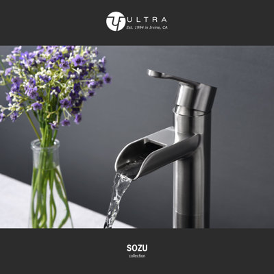 Sozu Collection Single-Handle Tall-Vessel Lavatory Bathroom Sink Faucet with Drain Assembly - Brushed Nickel