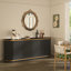 Buffet diagonal cannelé 63 po avec bordure dorée et plateau en faux marbre-1440523942
