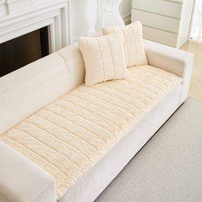 Fur Sofa Cushion Cover Slipcover, Non-Slip Couch Cushion