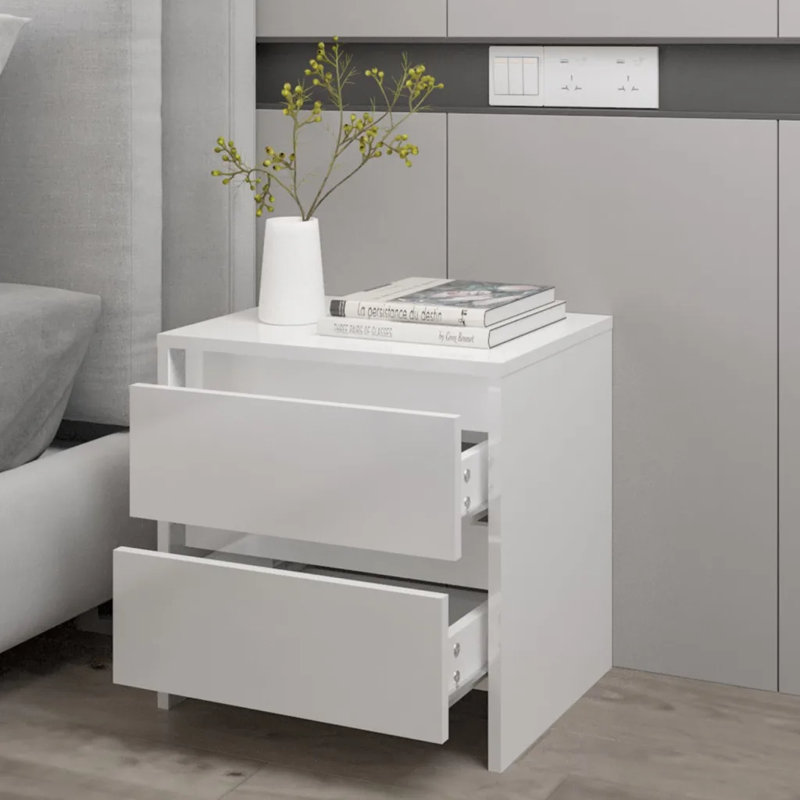 Georgan 45 cm W Bedside Table, Concrete Grey, Individual