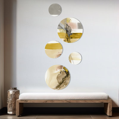 Mustard Yellow Secrets IV - Abstract Liquid Ink Metal Wall Décor
