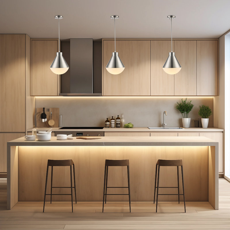 Luminaire suspendu simple à 1 lumière Ebbi, Nickel brossé