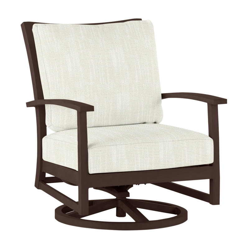 Charleston Patio Lounge Chair with Cushions, No Welt, Linen Dove, Charleston Aluminum #60 Oak