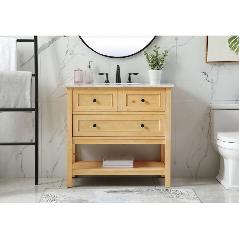Ensemble de meuble-lavabo simple 36 po Bonsai, Brun clair