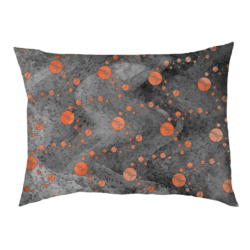 Coussin d'extérieur pour chien Byrge Planets Stars, Très grand (l 52 po x P 42 po x H 17 po), Orange / Noir