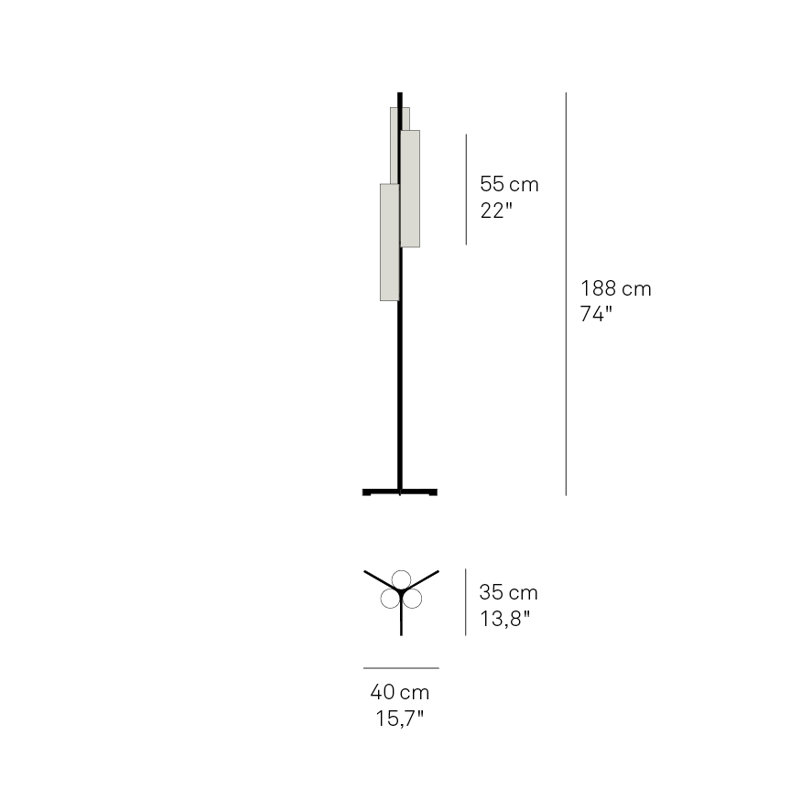 Black Note LED Floor Lamp, Natural Beech, Gold