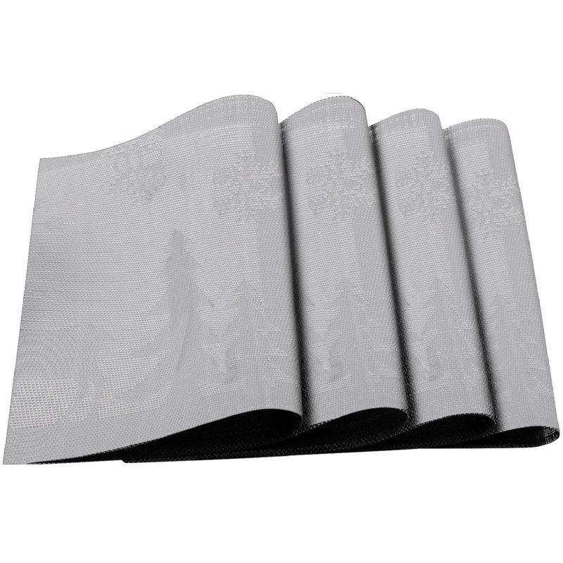Bey Polyester Embroidered Rectangle Placemat, Gray