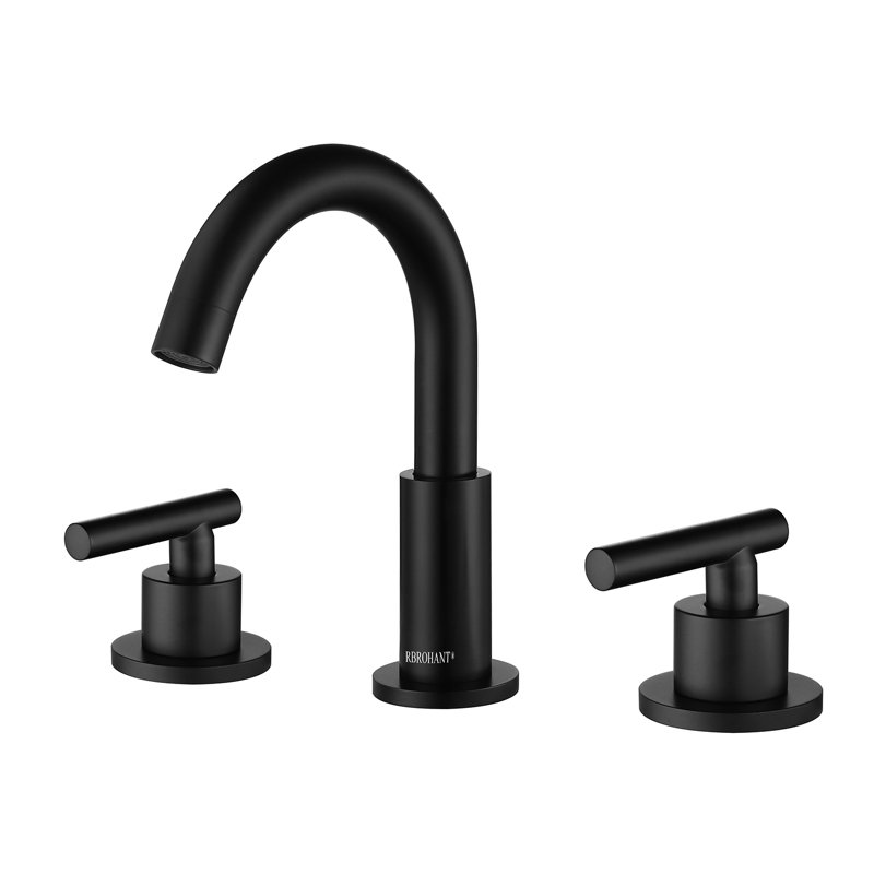 Robinet de salle de bain à large entraxe, Noir mat