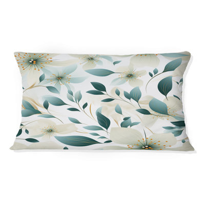 Bleu sarcelle et ivoire - motif floral III - Coussin imprimé floral