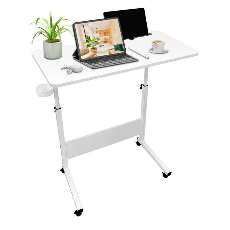 Adjustable Height Computer Desk, 69cm H x 80cm W x 40cm D, White