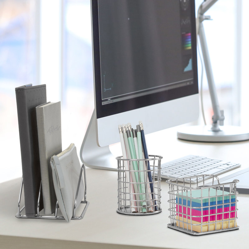 Ensemble de rangement pour bureau 5 en 1 Wire Wire, Argent