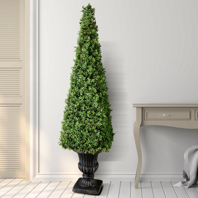 60'' Faux Boxwood Topiary in Stone Urn