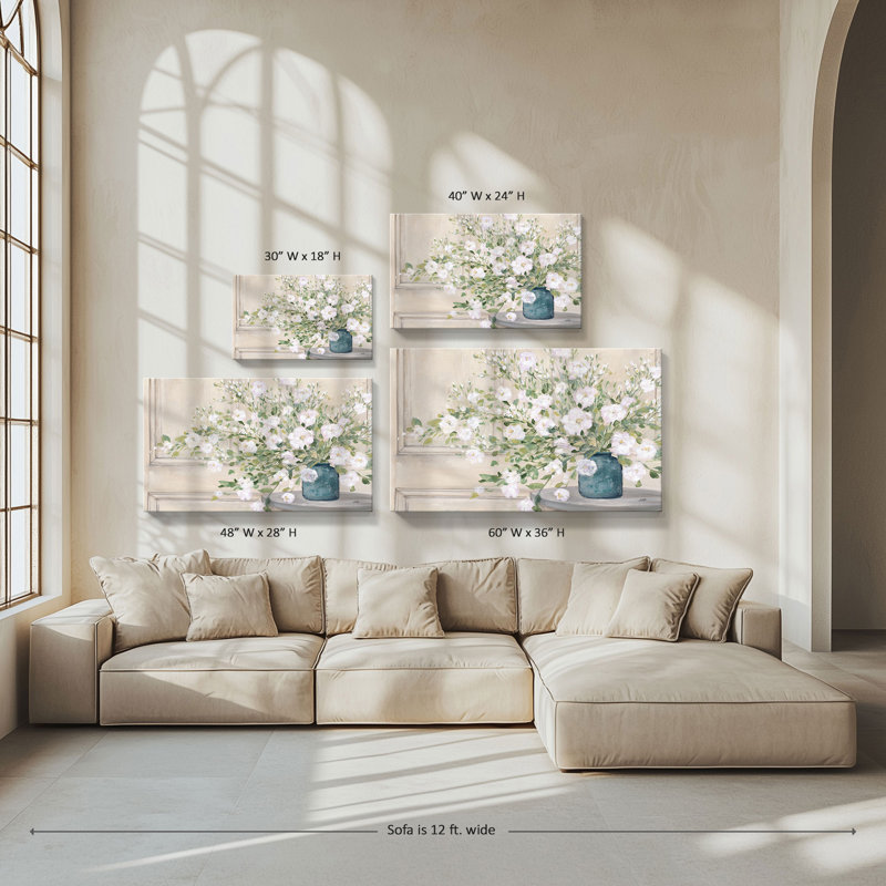"White Bouquet" par Julia Purinton, reproduction sur toile, H 18 po x l 30 po