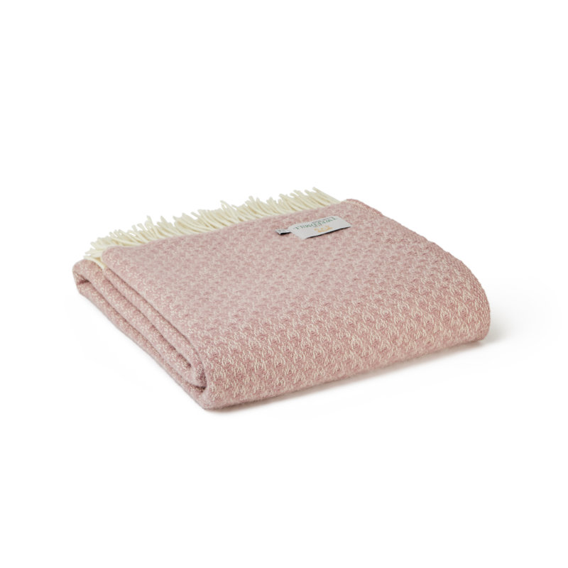 Lifestyle Isobel Crescent Geometric Blanket with Fringe, Dusky Pink
