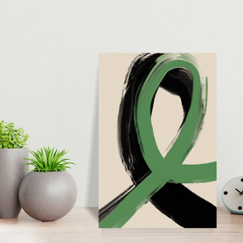 Green Ribbon Flow Abstract Contemporary Minimalist Wall Art Print by Treechild - Wrapped Canvas Print, 45.72cm H x 30.48cm W