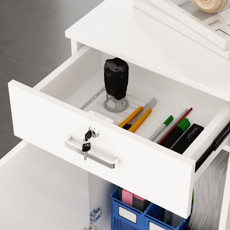 55'' W Reception Desk With Lockable Drawer And Little Bookcase