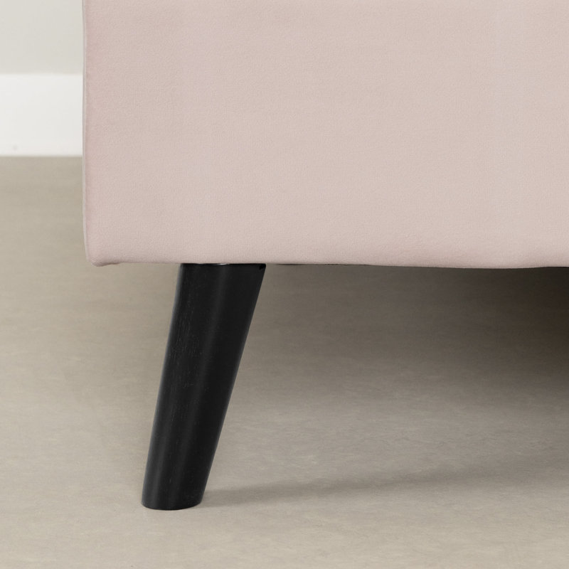 Pale Pink Velvet Twin Upholstered Platform Bed with Headboard