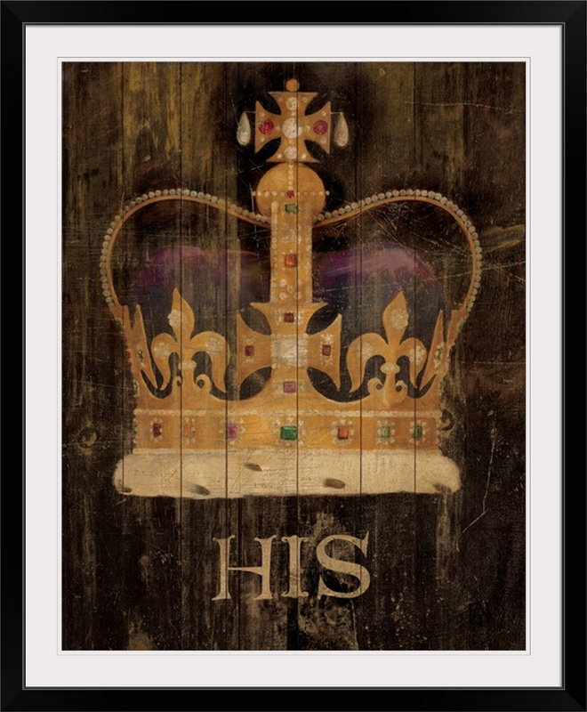 «His Majesty's Crown», reproduction d'art Yerkes, H 32 po x l 32 po x P 1 po, Cadre noir