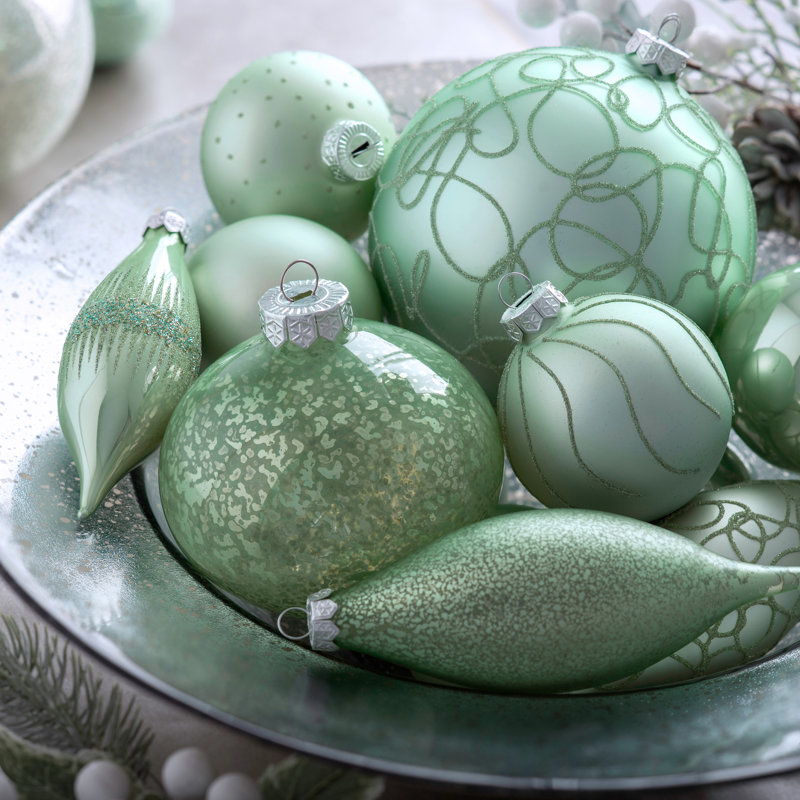 11cm Glass Ball Ornament, Mint Green