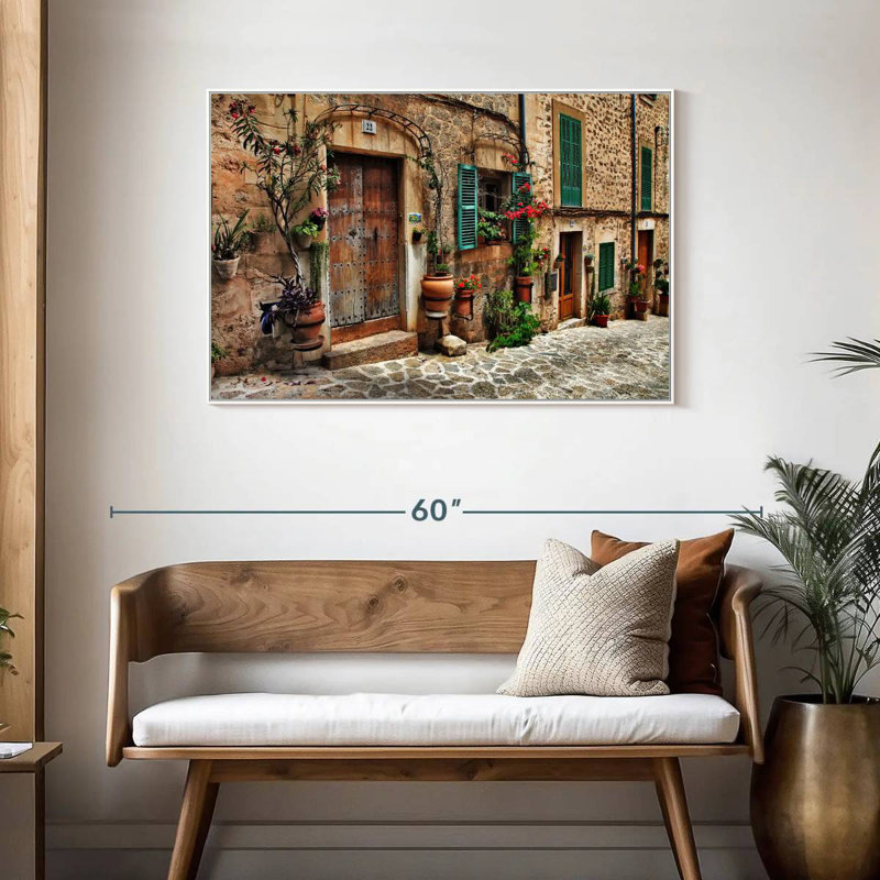 Mediterranean Old Town, Floating Frame White, 43" X 29"
