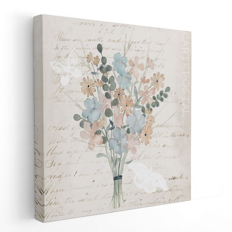 Fleurs pastel I - reproduction d'art sur toile, H 12 po x l 12 po