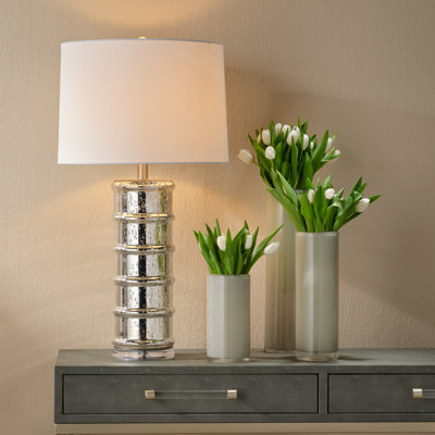 Lampe de table argentée 28 "
