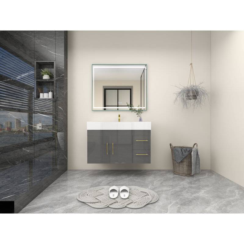 Ensemble de meuble-lavabo simple 42 po, Gris ultrabrillant