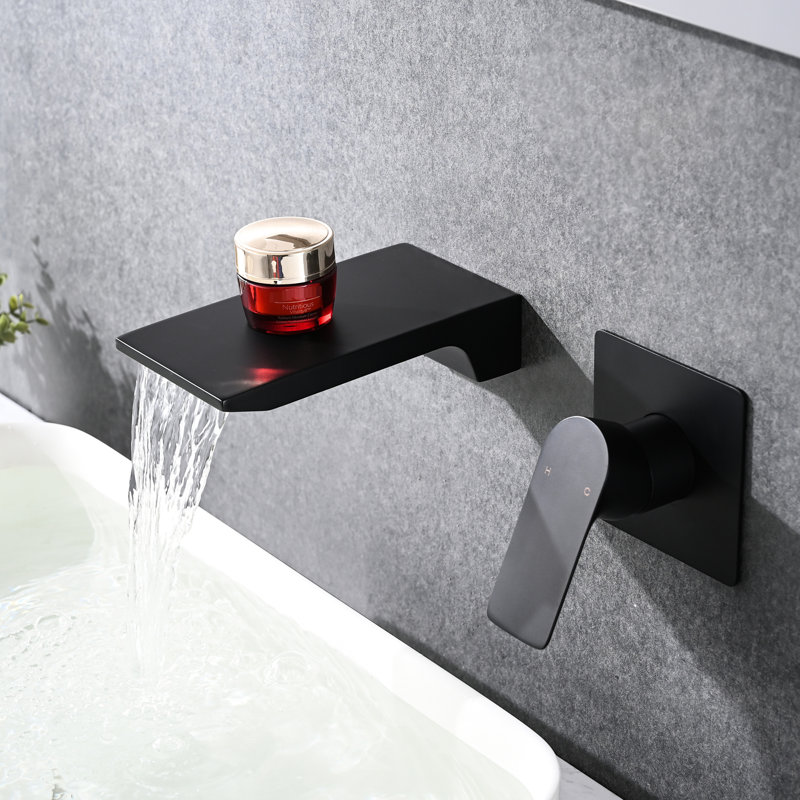 Wall Mounted Waterfall Bathtub Faucet In Matte Black - Stainless Steel, Ceramic Valve For A Practical Bathroom Modern Mount Black, Strong Refreshing Bath Experience