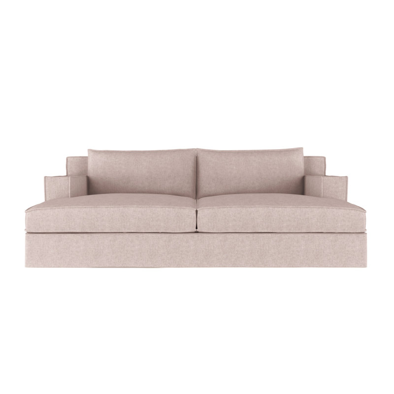 Mulberry Square Track-Arm Daybed with Flange Seam, Plush Velvet Blush, Weathered
