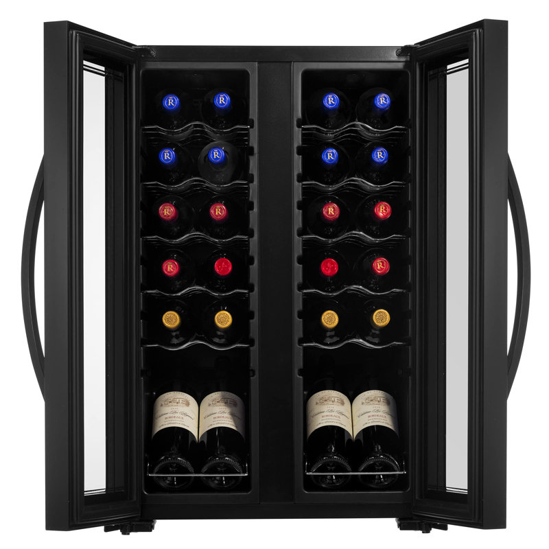 NutriChef Dual Zone 19.29'' Freestanding 24 Bottle Wine Refrigerator