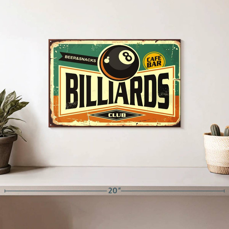 «Billiards Club», reproduction sur toile, H 8 po x l 12 po x P 1 po