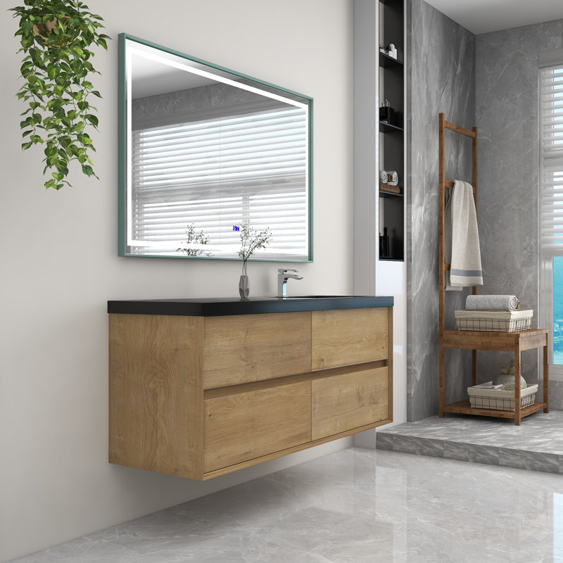 Ensemble de meuble-lavabo simple 60 po Smajo, Chêne blanc