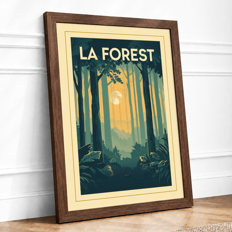 La Forest Art Deco - Framed Print, A2 - 59.4 x 42.0 cm, Walnut