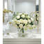 White Peony Faux Centerpiece In Glass Vase-1749398934