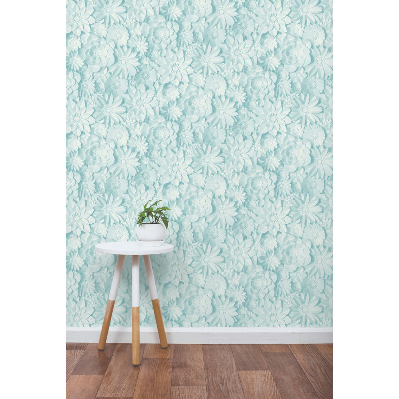 Dimensions Floral 10.05m x 53cm Wallpaper Roll, Teal