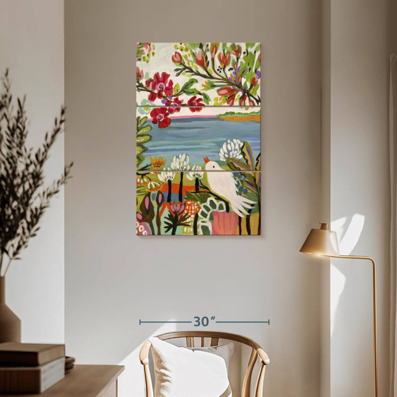 Brampt oiseaux dans le jardin II, H 57 po x l 36 po