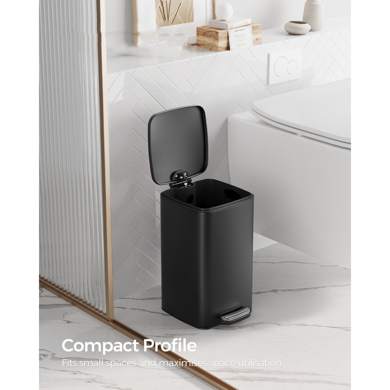 19.5x24x25.5cm Steel Kitchen Trash Can, Black