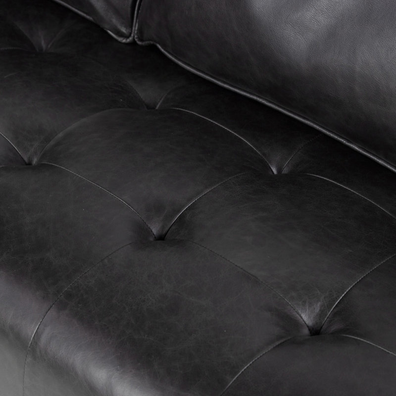 Kiera Tufted Sofa, Sonoma Black Top Grain Leather