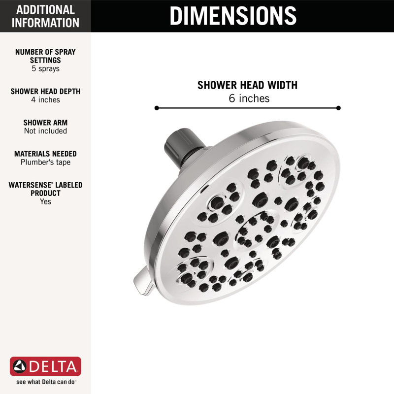 5-Setting Shower Head, Chrome