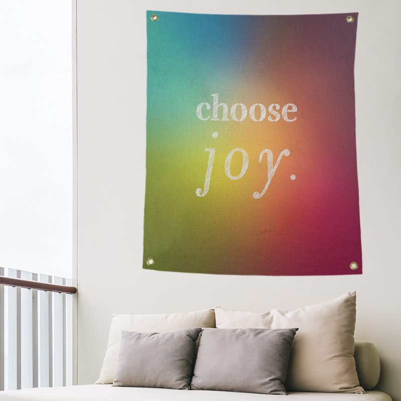Tapisserie de polyester, choisir la joie citation, H 36 po x l 26 po, Arc-en-ciel