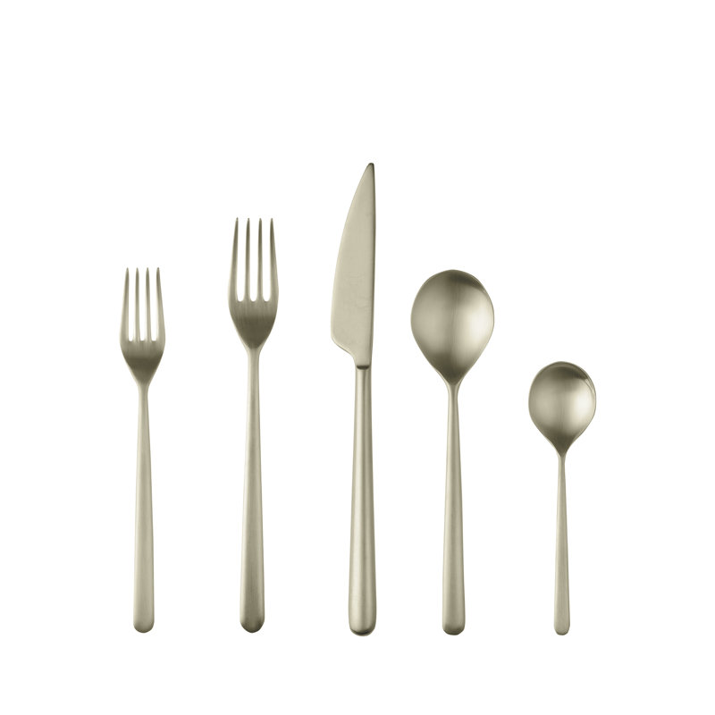 Linea Flatware Set, Ice Champagne