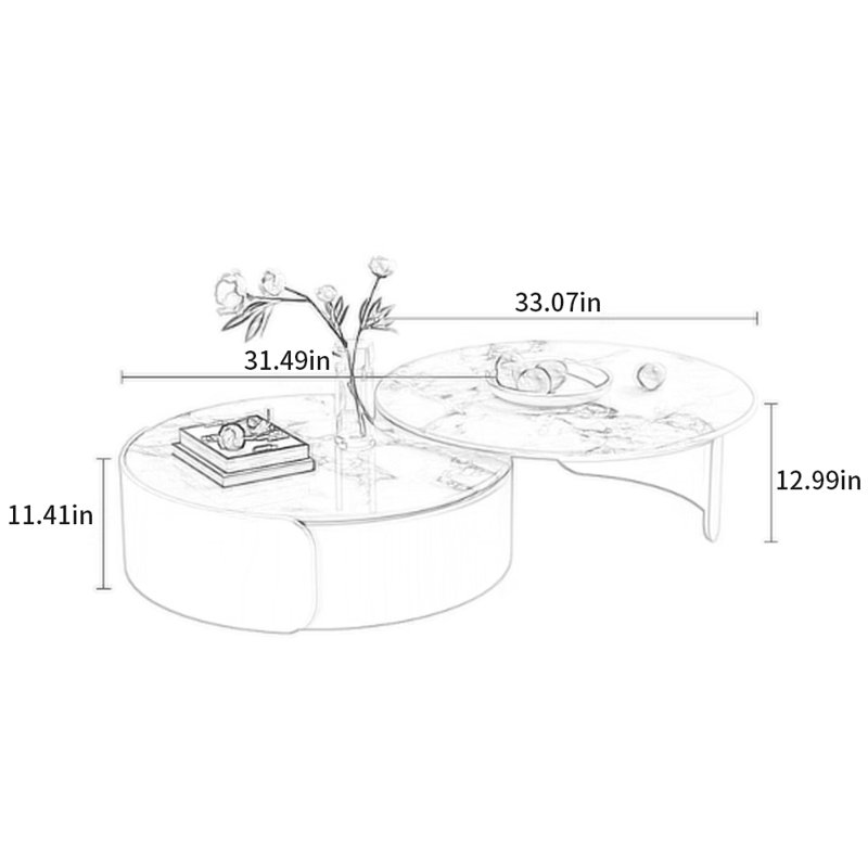 Table basse légère en bois massif de style crème clair, H 11,41 po x L 31,49 po x l 31,49 po