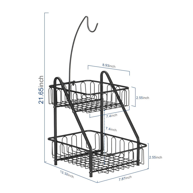 Belfry Kitchen Avgolida Metal Fruit Basket, Black