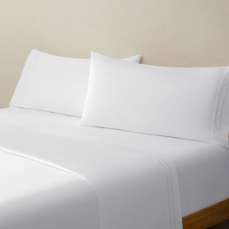 Sofia 100% Cotton Sateen Sheet Set, Twin, White