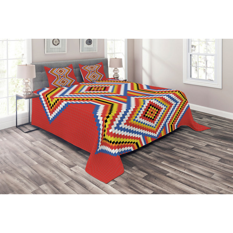 Rustic Polyester Coverlet, King Bedspread + 2 Shams