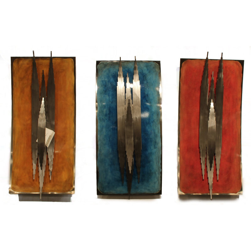 Tryptich Handmade Abstract And Geometric Wall Decor on Metal